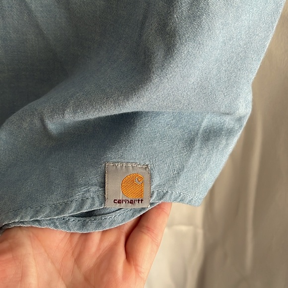Carhartt Men’s Chambray Blue Short Sleeve Button Down Shirt Relaxed Size Large - Picture 5 of 6